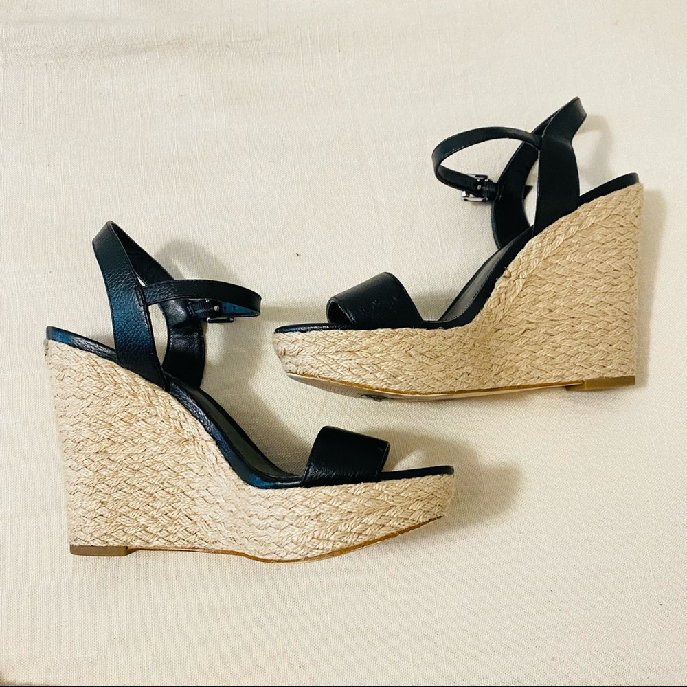 Michael Kors - Size 6.5 - Black Espadrille Wedge Sandals